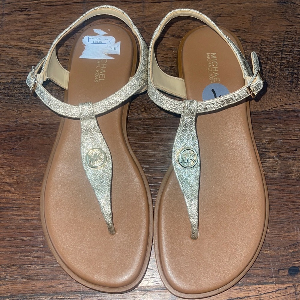 MICHAEL KORS LOGO LEATHER SANDALS